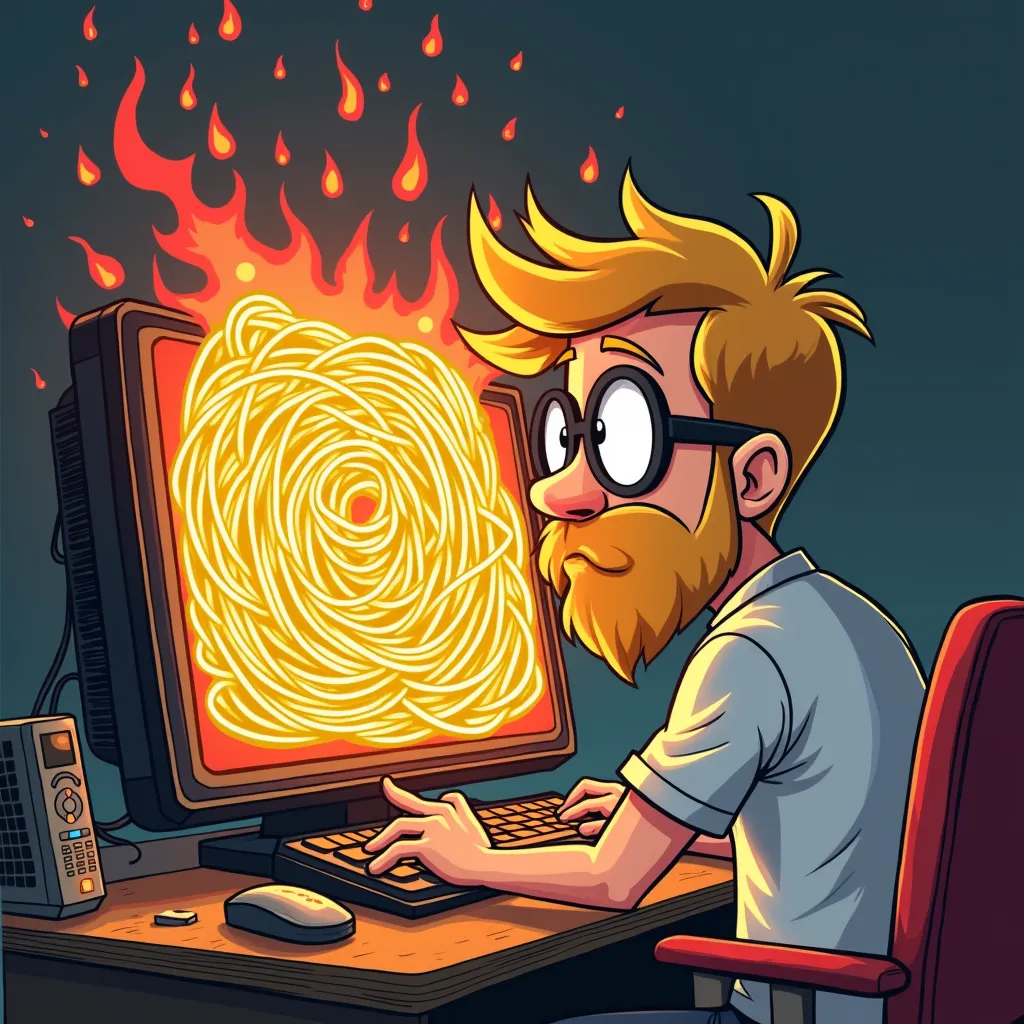 Artist rendition of changing code late in a research project